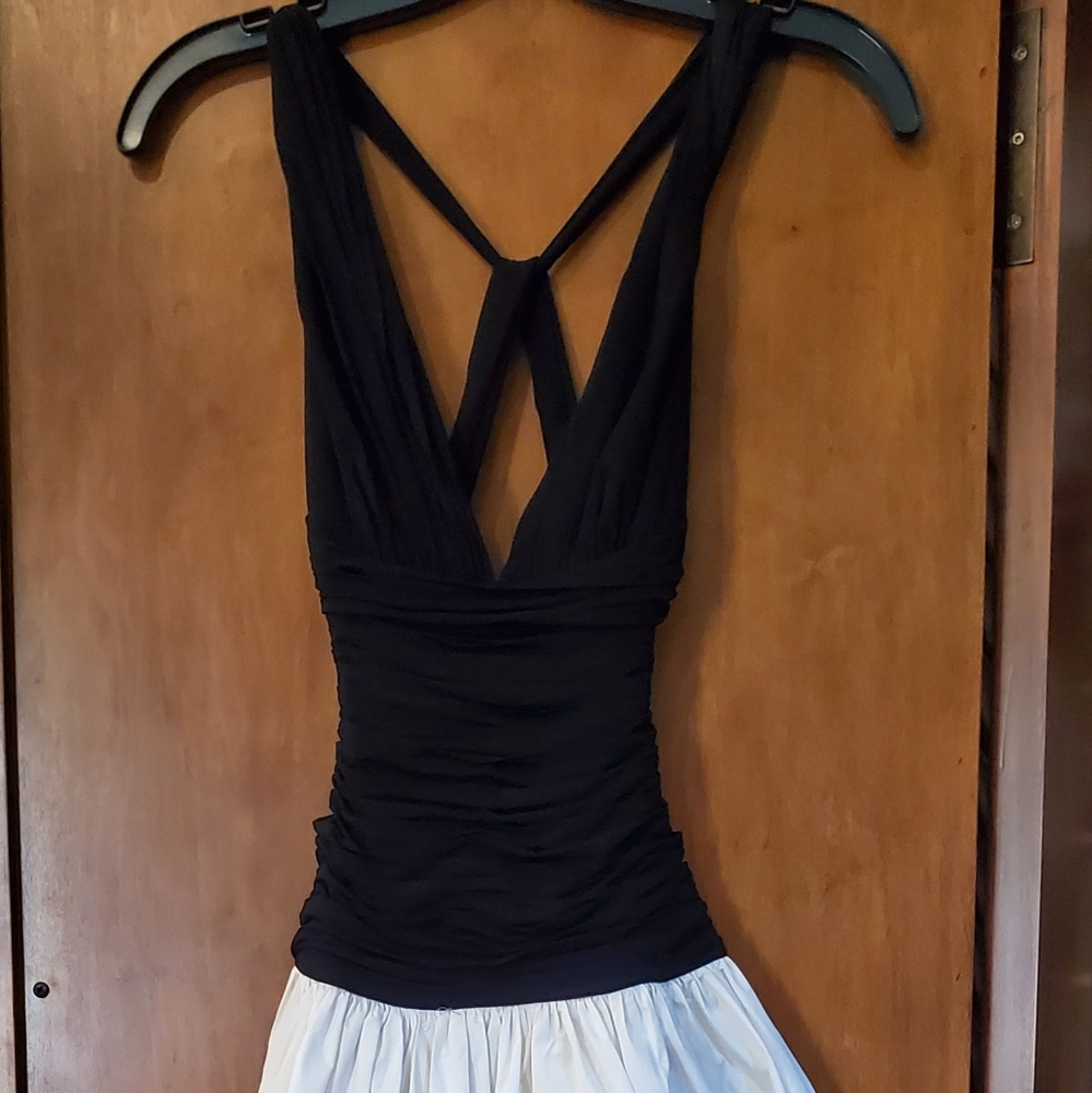 BCBG size small knit and acetate dress. Black and off white